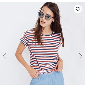 Madewell Whisper Cotton Crewneck Tee Stripe XXS 4th of July